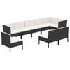 vidaXL Salon de jardin 9 pcs avec coussins R&eacute;sine tress&eacute;e Noir