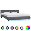vidaXL Cadre de lit avec LED sans matelas Gris Similicuir 180x200 cm