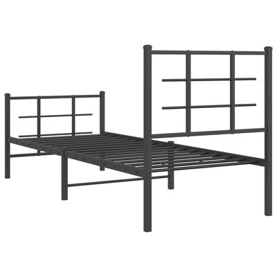 vidaXL Cadre de lit métal sans matelas avec pied de lit noir 75x190 cm