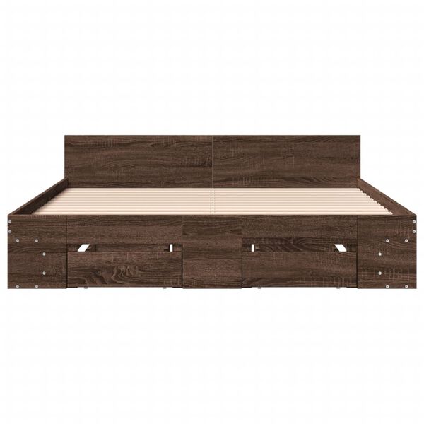 vidaXL Cadre de lit avec tiroirs sans matelas ch&ecirc;ne marron 150x200 cm