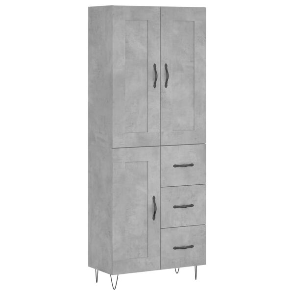 vidaXL Buffet haut Gris b&eacute;ton 69,5x34x180 cm Bois d'ing&eacute;nierie