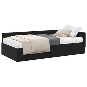 vidaXL Cadre de lit d'angle avec matelas Autre 2 pcs Gris Velours