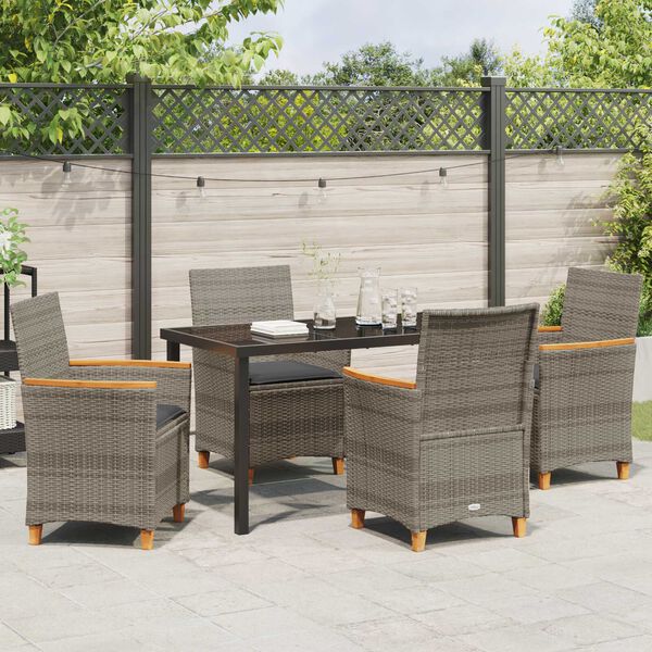 vidaXL Ensemble de salle &agrave; manger pour jardin 5 pcs Gris polyrotin