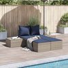 vidaXL Chaise longue double avec coussins gris r&eacute;sine tress&eacute;e