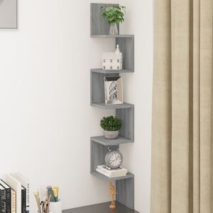 vidaXL &Eacute;tag&egrave;re angle murale Sonoma gris 20x20x127,5 cm Bois ing&eacute;nierie
