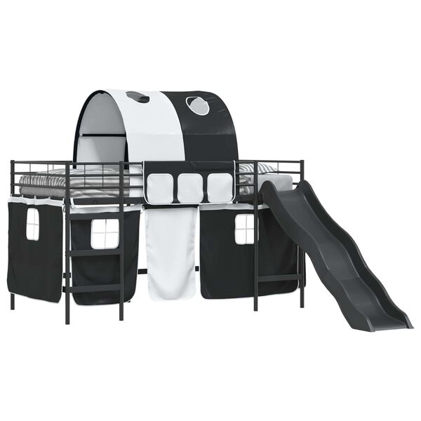 vidaXL Lit mezzanine pour enfants Noir 80 x 200 cm M&eacute;tал