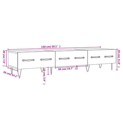 vidaXL Meuble TV blanc brillant 150x36x30 cm bois d'ingénierie