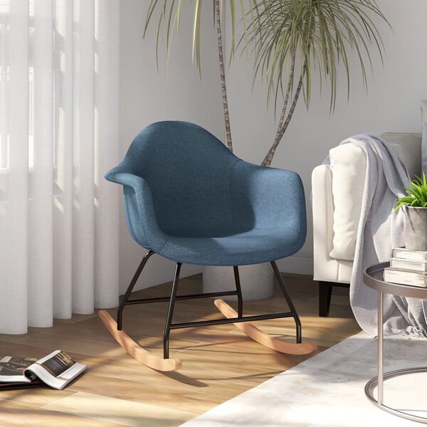 vidaXL Chaise &agrave; bascule Bleu Tissu