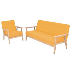 vidaXL Ensemble de canap&eacute; 2 pcs Tissu jaune
