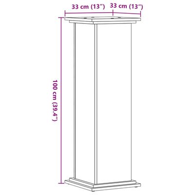 vidaXL Support pour plantes chêne sonoma 33x33x100cm bois d'ingénierie