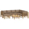 vidaXL Salon de jardin 8 pcs avec coussins taupe bambou