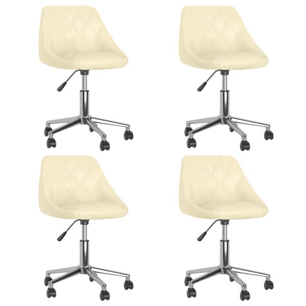 vidaXL Chaises pivotantes &agrave; manger lot de 4 cr&egrave;me similicuir