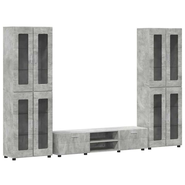 vidaXL Ensemble meuble TV avec tiroir Gris b&eacute;ton Bois d'ing&eacute;nierie