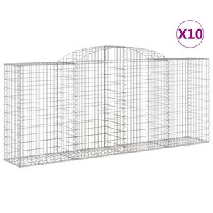 vidaXL Paniers &agrave; gabions arqu&eacute;s 10 pcs 300x50x120/140 cm fer galvanis&eacute;