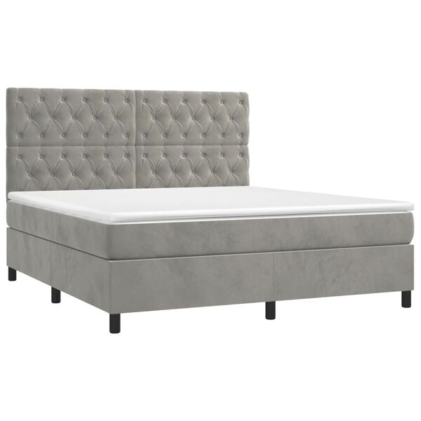 vidaXL Sommier &agrave; lattes de lit et matelas Gris clair 160x200cm Velours