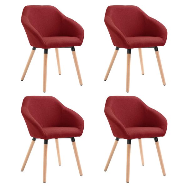 vidaXL Chaises &agrave; manger lot de 4 rouge bordeaux tissu
