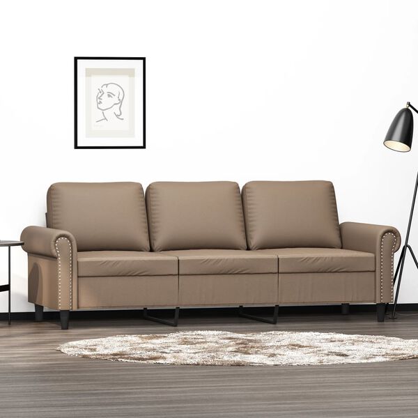 vidaXL Canap&eacute; &agrave; 3 places Cappuccino 180 cm Similicuir