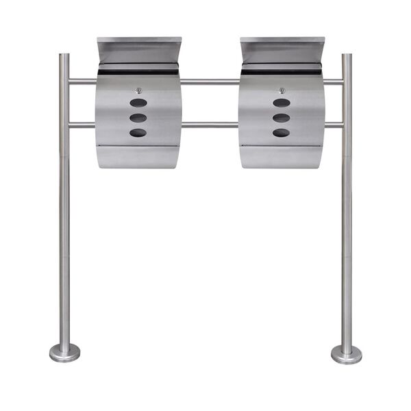 Double bo&icirc;te &agrave; lettre sur support en acier inoxydable
