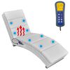 vidaXL Chaise longue de massage Blanc Similicuir