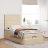 vidaXL Lit ottoman avec matelas et LED cr&egrave;me 90x200 cm tissu