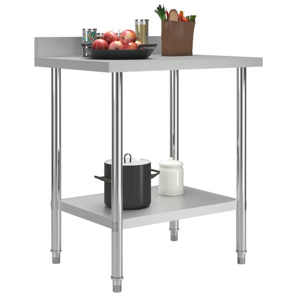 vidaXL Table de travail de cuisine avec dosseret 80x60x93 cm Inox