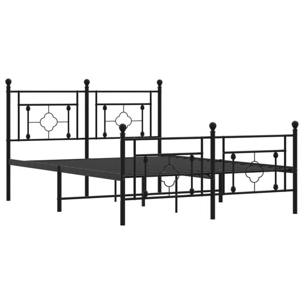 vidaXL Cadre de lit m&eacute;tal sans matelas avec pied de lit noir 140x190cm