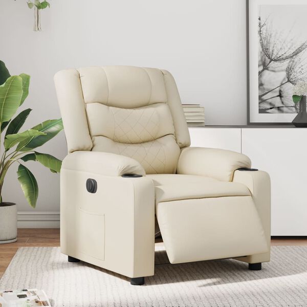 vidaXL Fauteuil inclinable &eacute;lectrique Cr&egrave;me Similicuir