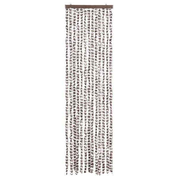 vidaXL Rideau anti-mouches taupe et blanc 56x200 cm chenille