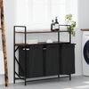 vidaXL Panier &agrave; linge &agrave; 3 compartiments avec &eacute;tag&egrave;res ch&ecirc;ne fum&eacute;