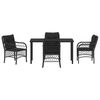 vidaXL Ensemble de salle &agrave; manger pour jardin 5 pcs Noir polyrotin