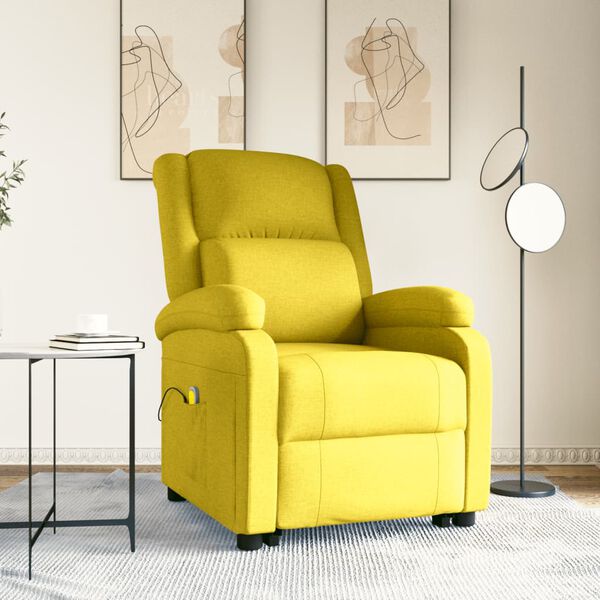 vidaXL Fauteuil de massage Jaune clair Tissu