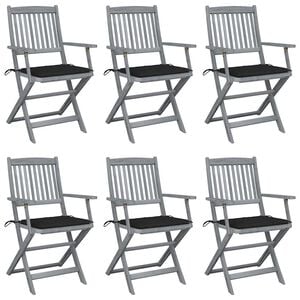 vidaXL Chaises pliantes 6 pi&egrave;ces avec coussins en bois d'acacia massif