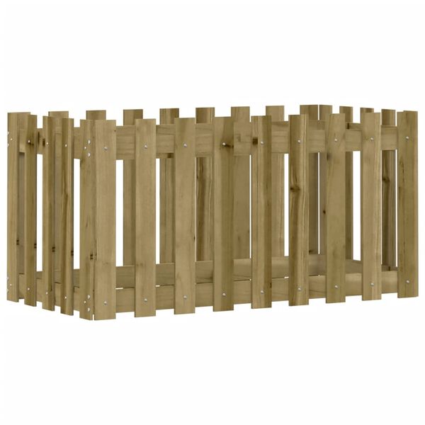 vidaXL Lit sur&eacute;lev&eacute; de jardin design de cl&ocirc;ture bois de pin impr&eacute;gn&eacute;