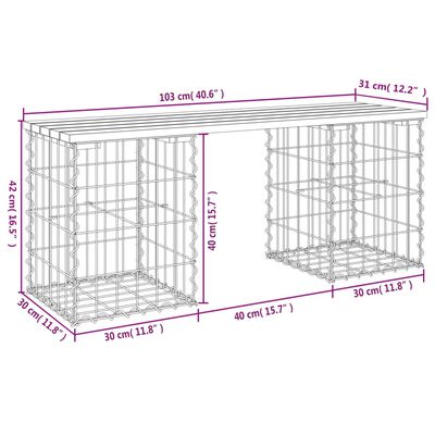 vidaXL Banc de jardin design gabion 103x31x42cm bois massif de douglas