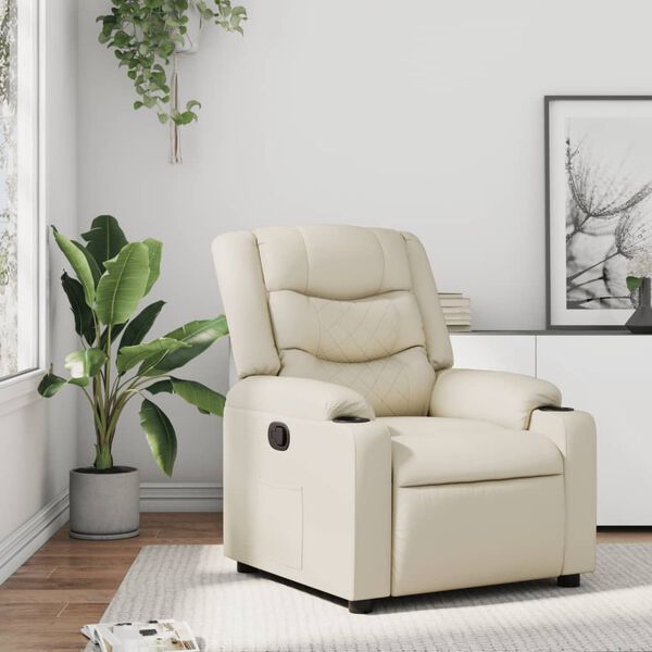 vidaXL Fauteuil inclinable Cr&egrave;me Similicuir
