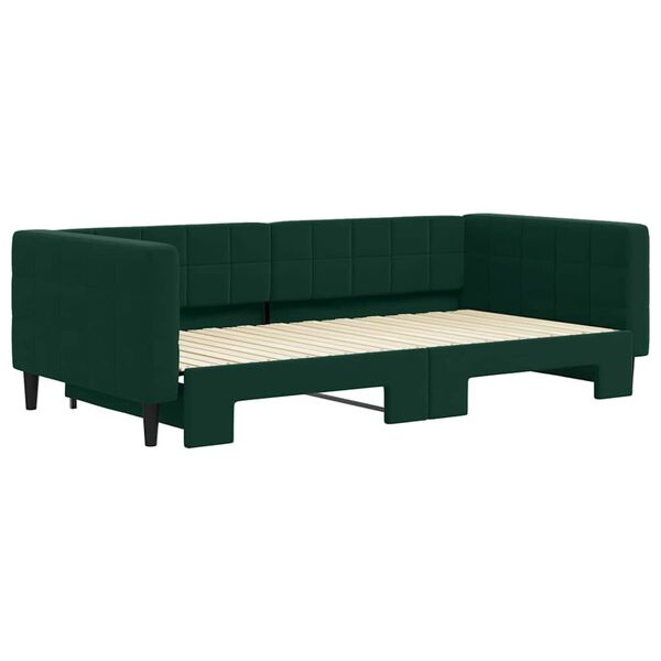 vidaXL Lit de jour avec gigogne sans matelas vert fonc&eacute; 100x200 cm
