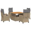 vidaXL Ensemble &agrave; manger de jardin avec coussins 5pcs Beige poly rotin