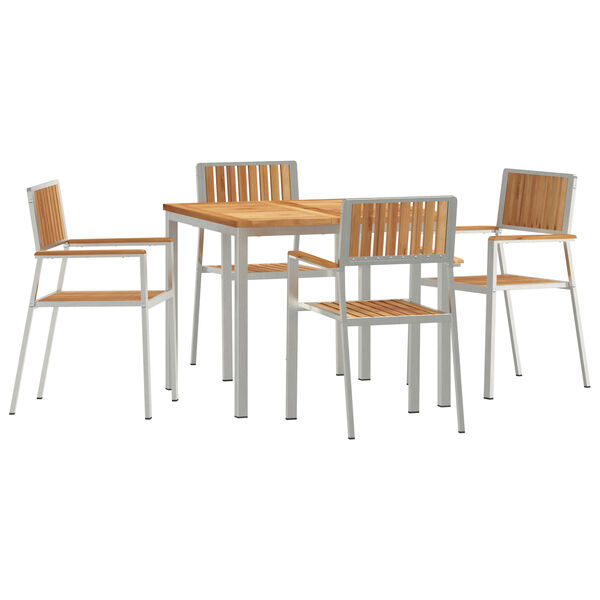vidaXL Ensemble de repas extérieur 5 pcs Marron Bois de teck massif