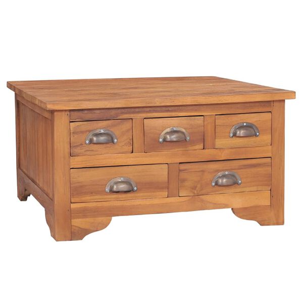vidaXL Table basse avec dessus rabattable 65x65x35 cm Bois de teck