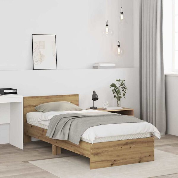 vidaXL Cadre de lit Ch&ecirc;ne artisanal 75 x 190 cm Bois d'ing&eacute;nierie