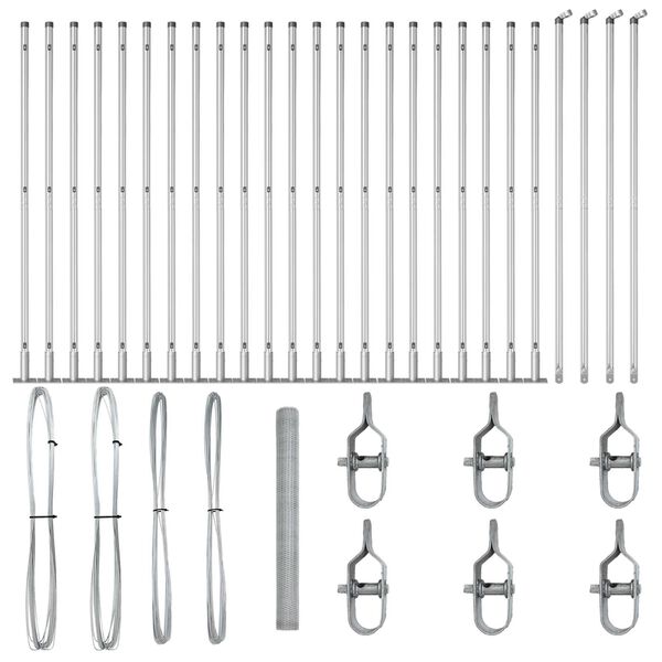 vidaXL Poteau de clôture. Argenté 50 x 1,5 m (maillage de 25 mm) Acier