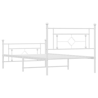 vidaXL Cadre de lit métal sans matelas et pied de lit blanc 107x203 cm