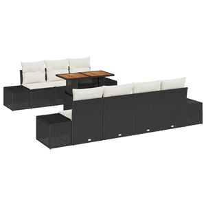 vidaXL Ensemble de salle &agrave; manger pour jardin 8 pcs Noir et Cr&egrave;me