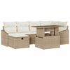 vidaXL Ensemble de canap&eacute; de jardin 7 pc Beige polyrotin