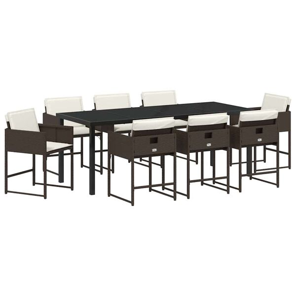 vidaXL Ensemble de salle &agrave; manger pour jardin 9 pcs Marron polyrotin