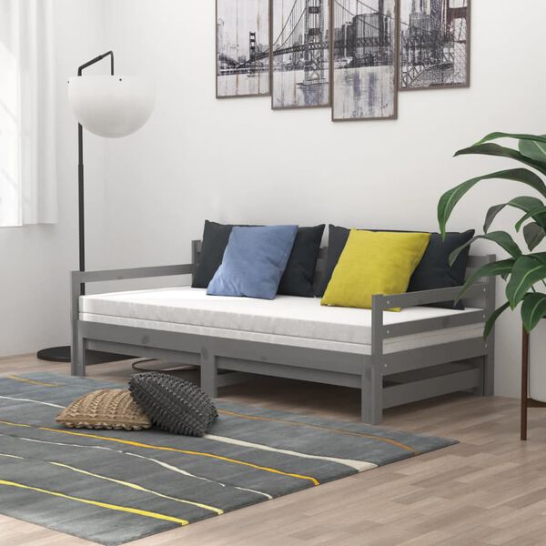 vidaXL Lit coulissant sans matelas gris 2x(90x200) cm