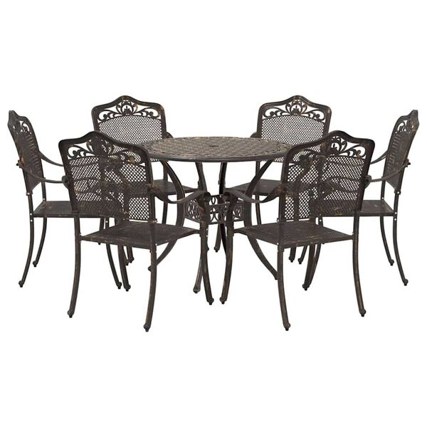 vidaXL Ensemble de salle &agrave; manger pour jardin 7 pcs Bronze