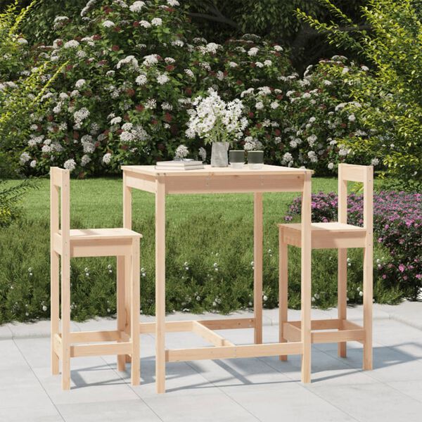 vidaXL Ensemble de bar de jardin 3 pcs bois de pin massif