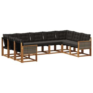 vidaXL Ensemble de canap&eacute;s d'ext&eacute;rieur 9 pcs Naturel et noir