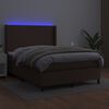vidaXL Sommier &agrave; lattes de lit matelas LED Marron 140x190cm Similicuir